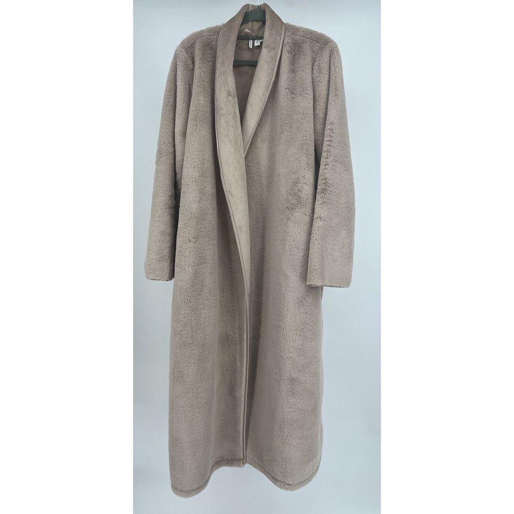 Women's Nordstrom Face Fur Robe Beige Super Soft XL / Missing Belt *